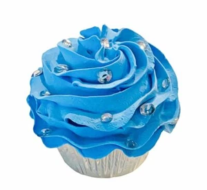 DECIKES Cupcakes Falsos Comida Artificial Azul Bling Cupcake Falso - Imagen 1 de 7