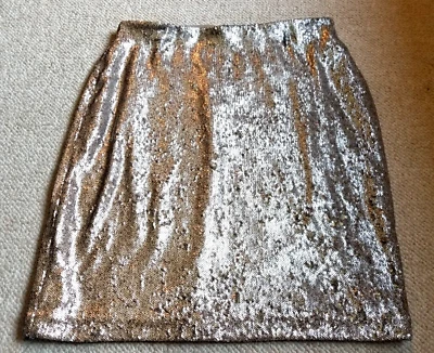 Falda Mujer-CASA BLANCA MERCADO NEGRO-marrón/dorado lentejuelas brillo forrado lápiz-4 Foto 1 de 4