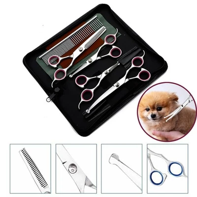 Kit de tijeras peines de aseo profesionales para mascotas perros tijeras adelgazantes curvas rectas Foto 1 de 4