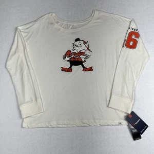 Fanatics Clevelenad Browns Women's Large T Shirt Long Sleeve Brownie Ivory - Picture 1 of 9