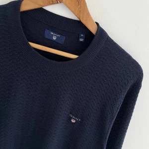 Jersey de punto GANT talla XL X grande para hombre azul marino tejido gofre cuello redondo suéter - Imagen 1 de 9