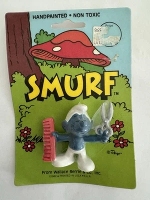 Pitufo Peluquero con Tijeras y Peine - Figura PVC Bully Peyo Pitufo De Colección Nueva Foto 1 de 3