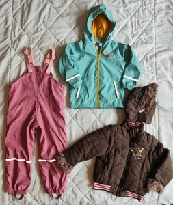 3 Tlg. Paket 110 116 Bambi Winterjacke/ Weste, Gefütterte Regenhose Regenjacke - Bild 1 von 16