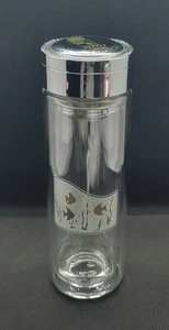Vintage individuelle asiatische Glas Teeei Flasche, tragbar, doppelwandig - Bild 1 von 6