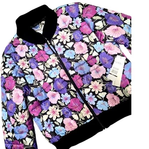 Nicole Miller NY Floral Bomberjacke Damen XL gesteppt Reißverschluss vorne leicht - Bild 1 von 16