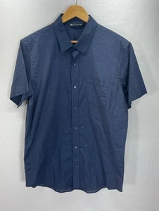NEW Travis Mathew Studebaker AOP Regular Fit Short Sleeve Shirt Sz L mood indigo - Picture 1 of 8