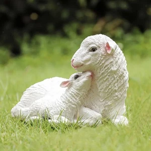 Sheep Garden Statue Decorative Figurine Resin Outdoor Statue Animal Sculpture - Picture 1 of 6