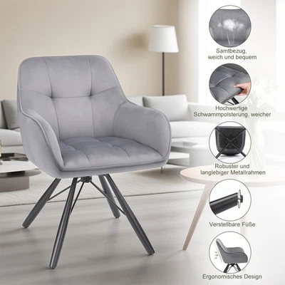 2er Set Esszimmerstühle Küchenstühle Samtstühle Home Drehstuhl Schreibtischstuhl - Bild 1 von 4