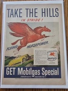 Vintage 1947 Mobilgas Pegasus Flying Horsepower Gasoline - Full Page Advertising - Picture 1 of 1