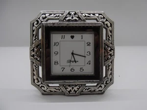 Brighton Table Clock Ornate Filigree Square Quartz Mantel Desk Home Decor - Picture 1 of 9