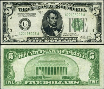 FR. 1952 C $5 1928-B Federal Reserve Note Philadelphia C-A Block DGS VF+ - Image 1 of 3