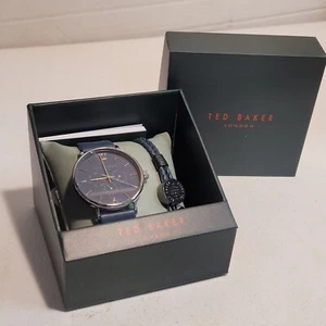 Ted Baker Phylipa Gents Stainless Steel & Leather Chronograph Watch & Bracelet - Picture 1 of 12