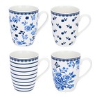 PRESALE 4-pc Blue White Porcelain MUGS Floral Bone China Mismatched Coffee Mugs