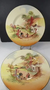 ANTIQUE DINNER PLATES Royal Doulton Rustic England 2 DINNER PLATES 10.5" ACROSS - Picture 1 of 6