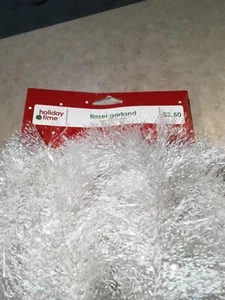 Holiday Time Tinsel Garland Frosted White Snowy Like Nice NEW - Picture 1 of 5