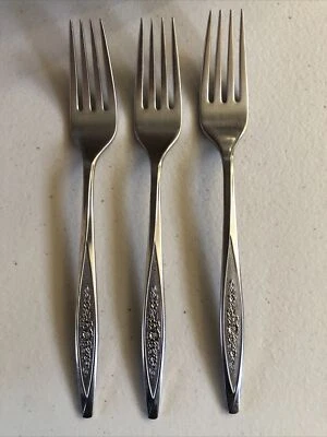 Wm Rogers Royal Bouquet 国际银色不锈钢沙拉叉餐具 (3) — 第 1/4 张图片