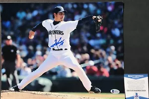 KEIN HITTER!!! Hisashi Iwakuma signiertes SEATTLE MARINERS 11x14 Foto #2 Beckett BAS - Bild 1 von 2