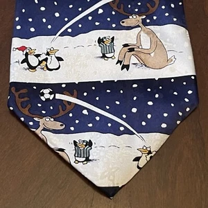 Vintage 2005 American Greetings Hand Made 100% Silk Made In China Christmas Tie - Picture 1 of 9