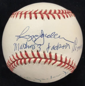Reggie Jackson + Family Signed Baseball Bob Brown Yankees As Autograph HOF JSA - Picture 1 of 8