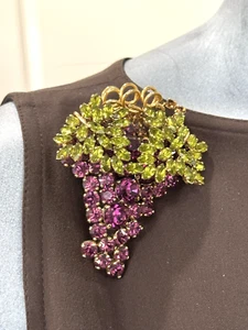 VALENTINO Garavani Original Vintage Grape Crystal Brooch c.1980's D - Picture 1 of 10