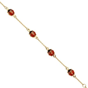 NEW 14K YELLOW GOLD LADY BUG BABY BRACELET - Picture 1 of 2