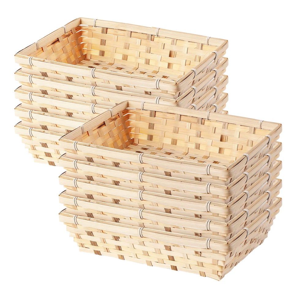 10 x Bamboo Natural Color Wicker Bread Basket Shop Display Christmas Hamper - Image 1 of 4