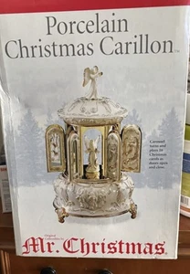 Mr Christmas Angel Porcelain Carillon 2001 Plays 16 Carols Ivory Gold Read/Watch - Picture 1 of 18