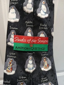 American Greetings Shades of the Season Novelty Snowman Clones Black Neck Tie - Picture 1 of 6