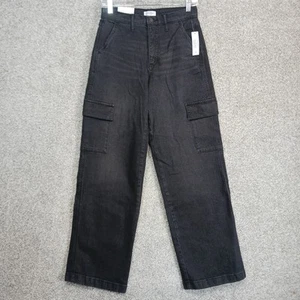 Jessica Simpson Jeans Womens Size 2 Black High Rise Baggy Stretch Cargo Jeans - Picture 1 of 12