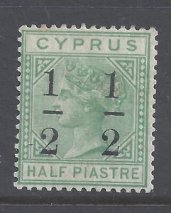 ZYPERN QV 1886 1/2 auf 1/2 Pi. SMARAGDGRÜNE WMK KRONE CA 8mm Brüche M.H. SG 29 - Bild 1 von 2
