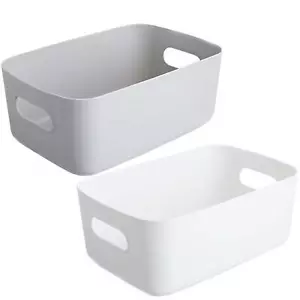 2 PCS Bathroom Storage Bins Plastics Baskets For Shelves Home Pantry Storage Box - Picture 1 of 12