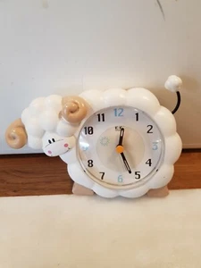 Childs Sheep Alarm Clock Figurine H11cm X W16cm vgc Battery Operated Clock - Picture 1 of 4
