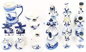 Porcelain Figurines Ceramic Dutch Windmills Lot, Holland Delft's Blue Vtg Japan - Picture 1 of 24