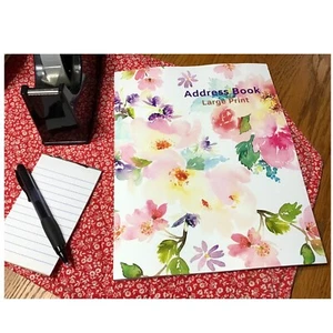 LARGE 8x11 Address Book, Oversize Big Print Lots of Space! PRETTY FLORAL COVER - Picture 1 of 5
