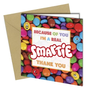 #1103 I'M A REAL SMARTIE Greetings Card Teacher Leaving School 150x150mm - Picture 1 of 2