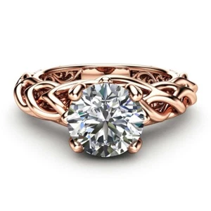 Anillo de compromiso de banda de boda celta trenzado celta de 4 clavijas moissanita trenzado de 1,5 quilates - Imagen 1 de 4