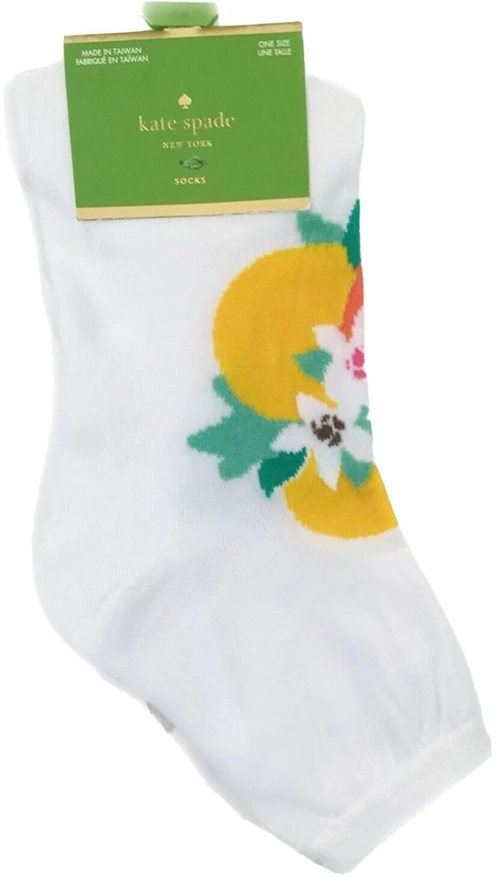 Kate Spade NY Women White Ankle Nylon Semi Sheer Floral Everyday Casual Socks OS - Изображение 1 из 3