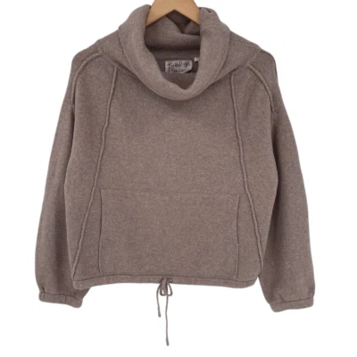 Suéter Anthropologie Field Flower gola capuz bolso blush rosa feminino pequeno - Imagem 1 de 4