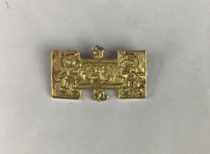 Central American Sterling Silver Gilt Aztec Style Figural Decorated Brooch - Picture 1 of 3