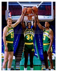 NBA 1987 Chambers Mcdaniels Ellis Seattle SuperSonics Color 8 X 10 Photo Picture - Picture 1 of 1