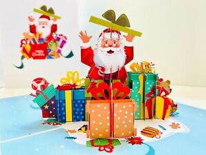 Origami Pop Cards Merry Christmas Santa Claus Presents 3D Pop Up Greeting Card