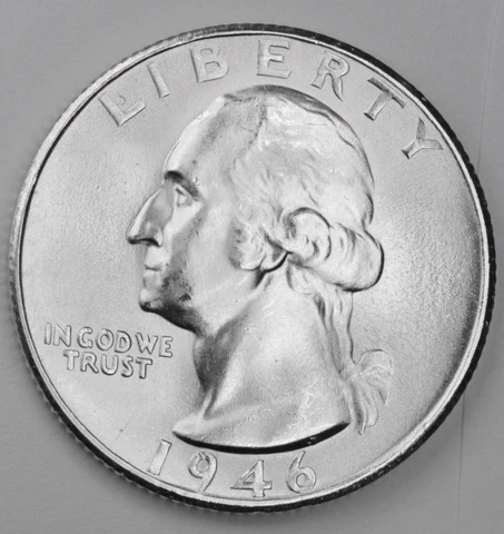 1946-s Washington Quarter. Blast White, Minimum Bag Marks. Choice BU. (Inventory Cover