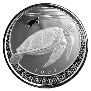 MONTSERRAT 2 Dollars Argent 1 Once Tortue Bleue 2022 - Bild 1 von 2