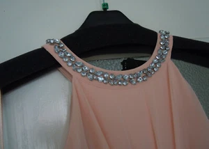 JAKE'S Cocktail Abend Ball Kleid Chiffon Strass aprikot Gr 42 (38/40) Neu Etik. - Bild 1 von 13