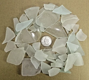 HALF-POUND Sea Glass Genuine Random Pieces White Texas Gulf Coast Frosted 8 Oz. - Picture 1 of 5