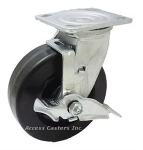 4AEMHSB 4" x 2" Swivel Plate Caster with Brake, Phenolic Wheel, 800 lbs Capacity - Picture 1 of 2