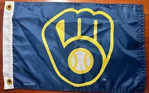 MLB Wincraft Milwaukee Brewers Flag Banner Small 12inch by 19inch Blue Logo - Picture 1 of 6