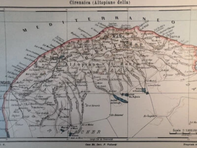 1931 年昔兰尼加复古地图非洲阿尔及利亚利比亚原版 6.5 x 9.5 颜色 C24-4 — 第 1/3 张图片