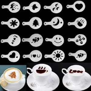 Coffee Stencils Template Espresso Cappuccino Hot Chocolate Barista 16 Designs - Picture 1 of 4
