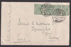 Nyasaland 1930 King George V ½d Pair x 2 Used on Cover ZOMBA Postmark